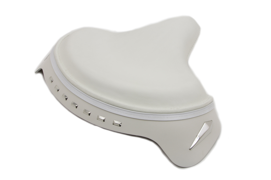 White Leather Police Style Solo Seat for Big Twins & 45"