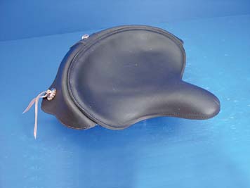 Black Leather Solo Seat With Skirt for 1929-84 Harley Big Twins