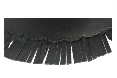 Black Leather Solo Seat With Fringe Skirt for 1936-1972 Models