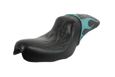 Hustler Gunfighter Aqua Flame Seat for XL 1952-1978 Sportsters