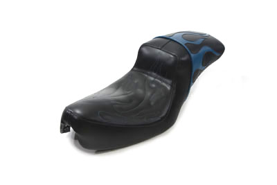 Hustler Gunfighter Teal Flame Seat for XL 1952-1978 Sportsters