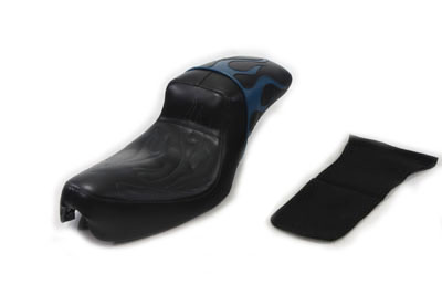 Hustler Gunfighter Teal Flame Seat for XL 1952-1978 Sportsters