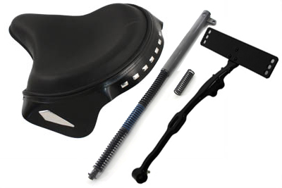 Black Leather Deluxe Solo Seat Kit for FL 1965-1980