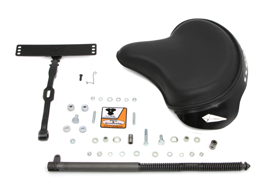 Black Leather Deluxe Solo Seat Kit for 1936-1973 W & G