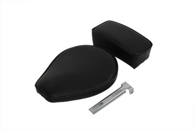 Velocipede Style Solo Seat and Rear Pillion Pad Set for Harley & Custo