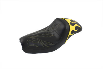 Gunfighter Seat Yellow Flame Style for XL 2004-2006 Sportsters