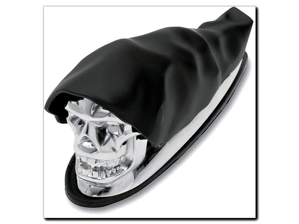 Chrome Skull Fender Ornament with Black Matte Shroud