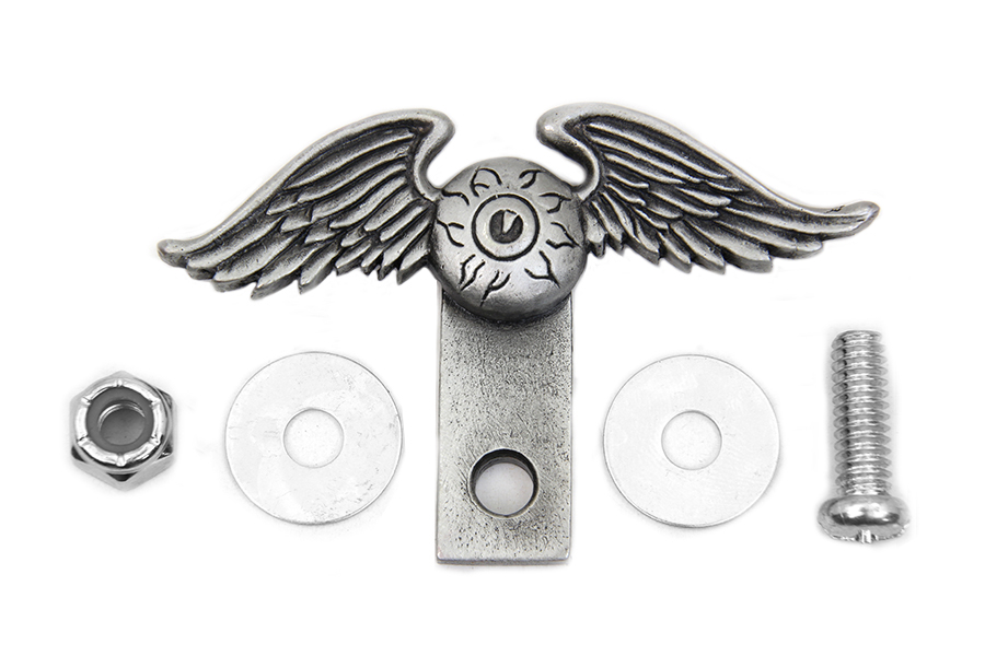Wing License Plate Topper Pewter 2" Tall