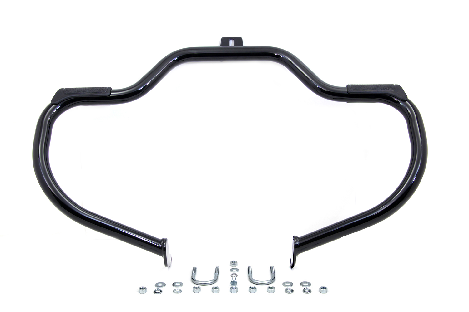 FLST 2000-UP Black Front Engine Bar with Footpeg Pads