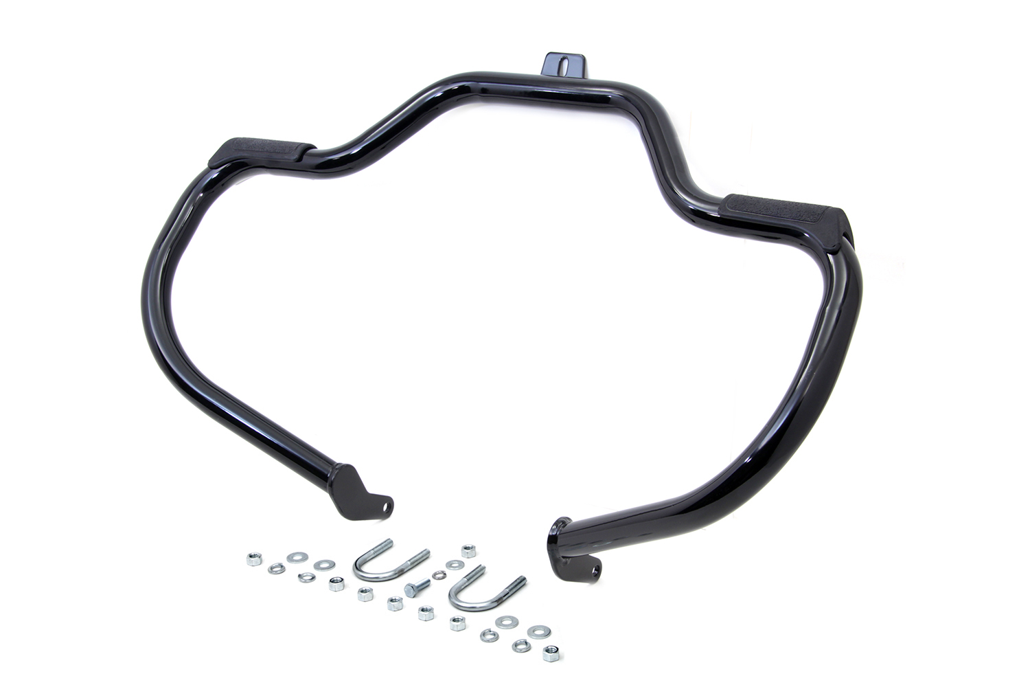 FLST 2000-UP Black Front Engine Bar with Footpeg Pads