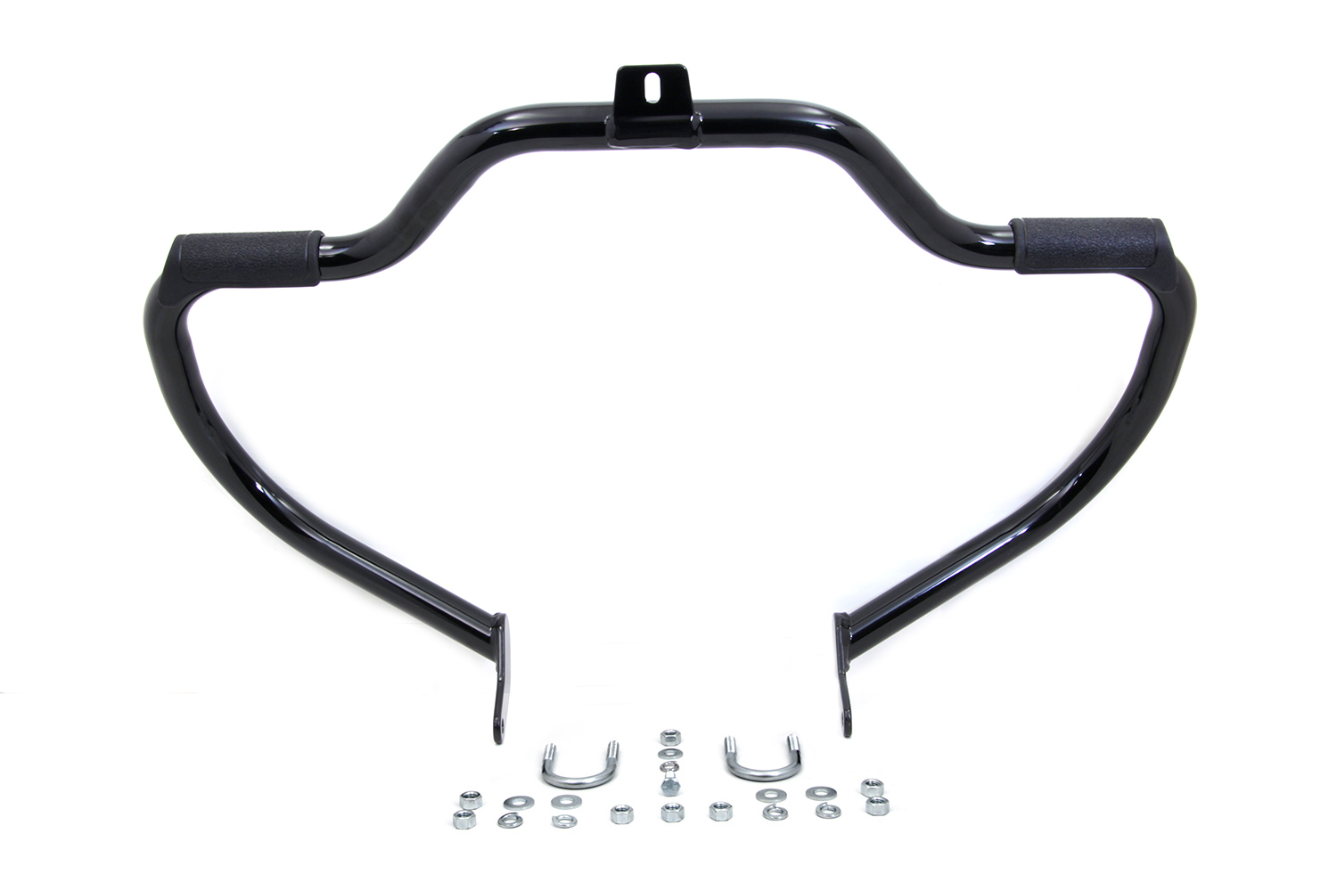 FLST 2000-UP Black Front Engine Bar with Footpeg Pads