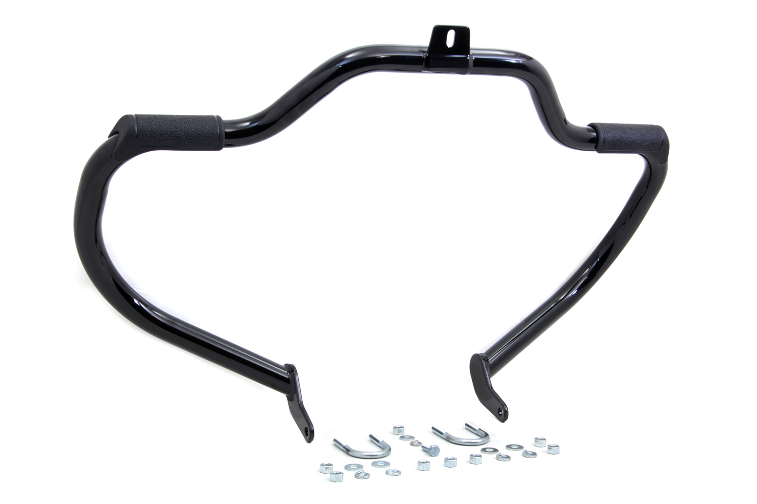 FLST 2000-UP Black Front Engine Bar with Footpeg Pads