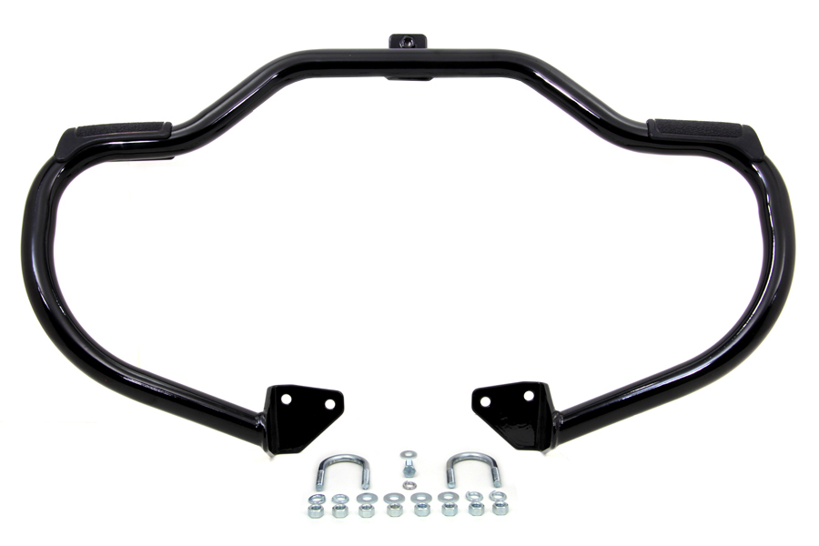 FXD 2006-UP Black Front Engine Bar with Footpeg Pads