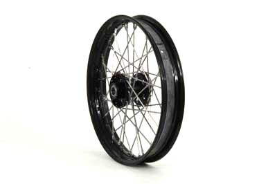 18 in. Front/Rear Stainless Spoke Black Wheel for 1936-40 Big Twins