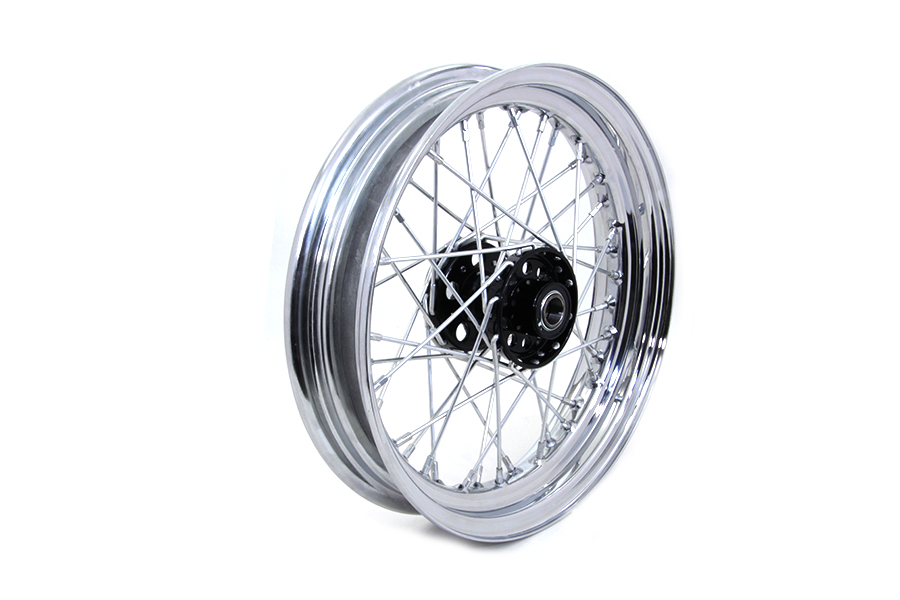 16" x 3" Replica Front or Rear Chrome Spoke Wheel Black Star Hub