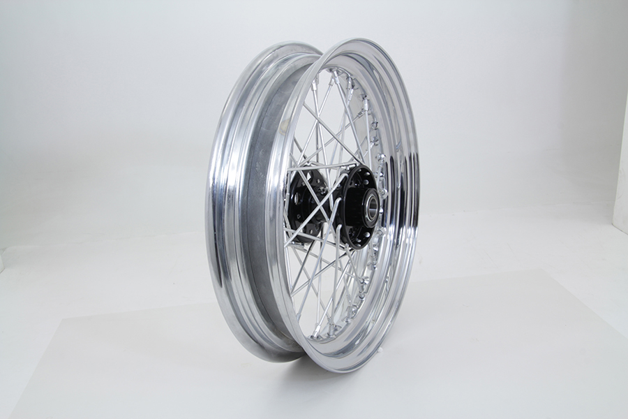 16" x 3" Replica Front or Rear Chrome Spoke Wheel Black Star Hub