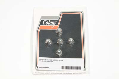 Chrome Acorn Nut Fine 1/4"-28 Thread - 5 Pack