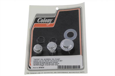 Oil Pump Screen Relief Plug Set Chrome for 1970-1980 FL & FX