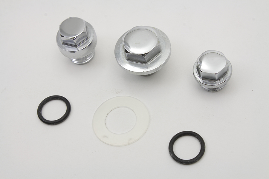 Oil Pump Screen Relief Plug Set Chrome for 1970-1980 FL & FX