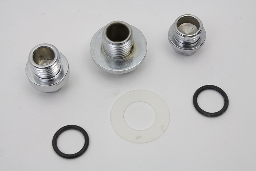 Oil Pump Screen Relief Plug Set Chrome for 1970-1980 FL & FX
